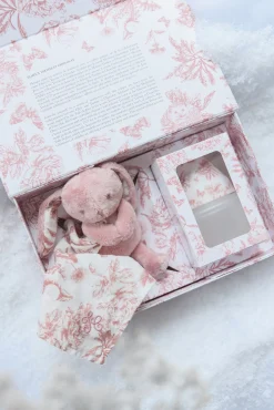 Coffret biberon et doudou Toile de jouy rose Élhée x Tartine et Chocolat