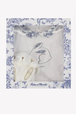 Coffret pyjama et doudou Bleu inspiration Toile de Jouy