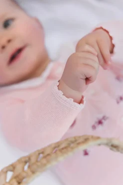 Combinaison longue Rose pâle broderies