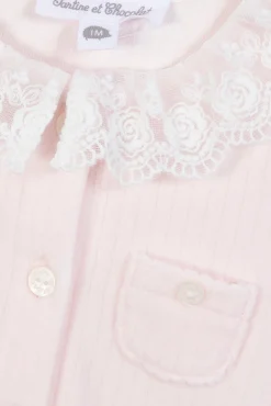 Combinaison longue Rose pâle velours