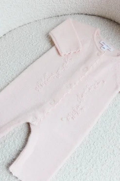 Combinaison longue Rose pâle broderie