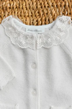 Combinaison longue Ecru col dentelle