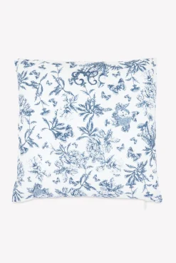 Coussin réversible Imprimé inspiration toile de jouy bleu