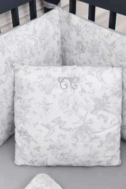 Coussin réversible Imprimé inspiration toile de jouy gris