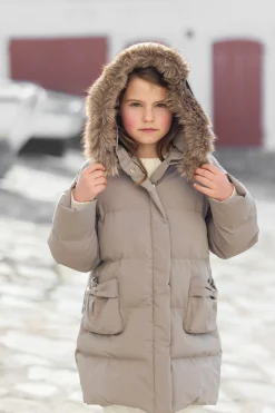 Doudoune longue Taupe