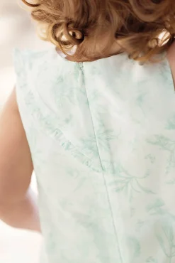 Ensemble court Vert d'eau inspiration Toile de Jouy