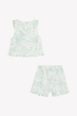 Ensemble court Vert d'eau inspiration Toile de Jouy
