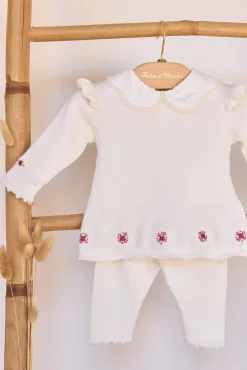 Ensemble long Ecru broderies