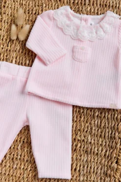 Ensemble long Rose pâle velours