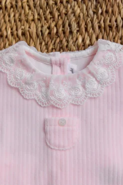 Ensemble long Rose pâle velours