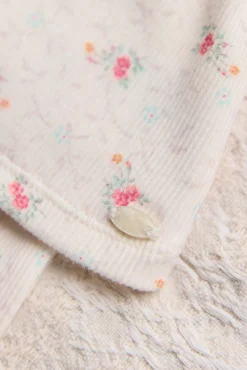 Ensemble long Ecru fleurs