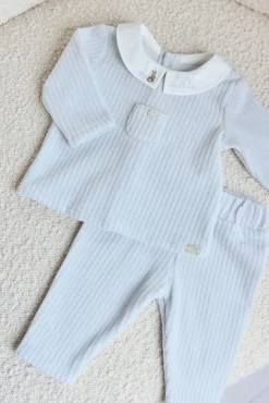 Ensemble long Bleu velours