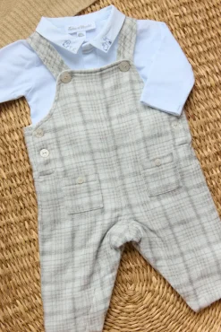 Ensemble long Greige chiné carreaux