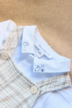 Ensemble long Greige chiné carreaux