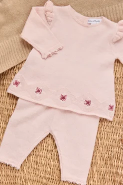 Ensemble long Rose pâle broderies