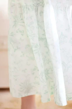 Ensemble long Vert d'eau inspiration Toile de Jouy