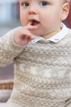 Ensemble long Greige chiné jacquard