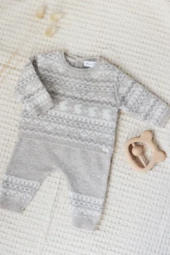 Ensemble long Greige chiné jacquard