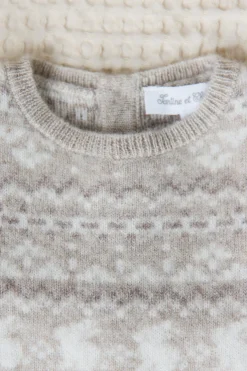 Ensemble long Greige chiné jacquard