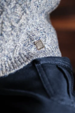 Gilet Marine col châle maille torsadée