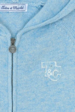 Gilet Bleu glacier chiné signature TC