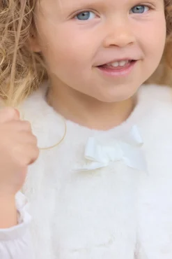 Gilet Ecru imitation fourrure avec nœud