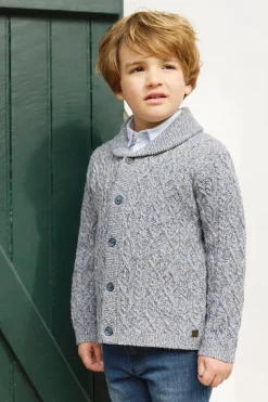 Gilet Marine col châle maille torsadée