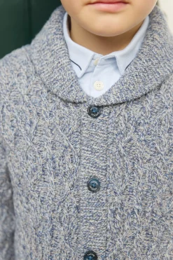 Gilet Marine col châle maille torsadée