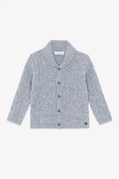 Gilet Marine col châle maille torsadée