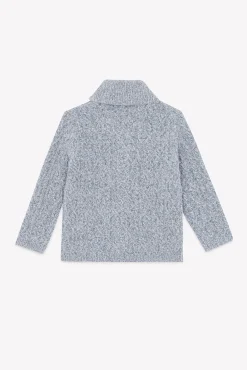 Gilet Marine col châle maille torsadée