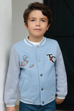 Gilet Bleu grisé effet bomber