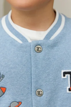 Gilet Bleu grisé effet bomber