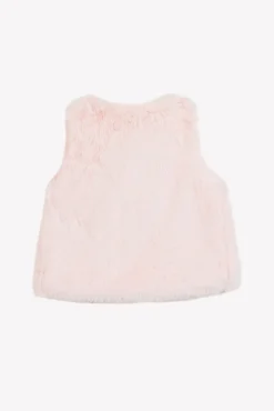 Gilet Rose pâle imitation fourrure avec nœud