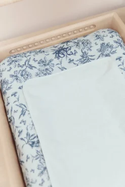 Housse de matelas à langer Imprimé inspiration toile de jouy bleu