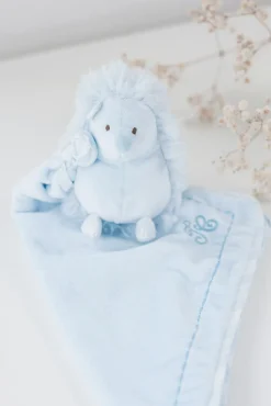 Léon le hérisson Doudou bleu ciel