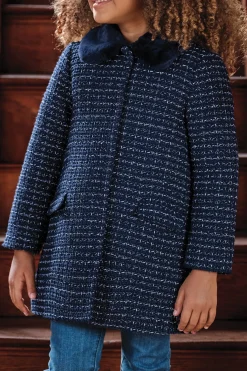 Manteau Marine en tweed