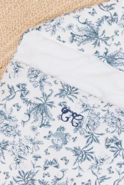 Nid d'ange Imprimé inspiration toile de jouy bleu