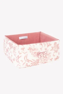 Panière Imprimé inspiration Toile de Jouy rose