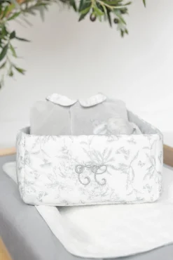 Panière Imprimé inspiration toile de jouy gris