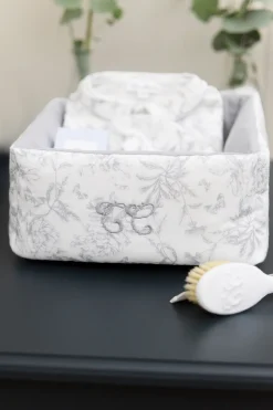 Panière Imprimé inspiration toile de jouy gris