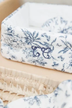 Panière Imprimé inspiration toile de jouy bleu