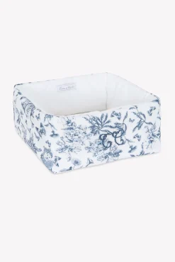 Panière Imprimé inspiration toile de jouy bleu