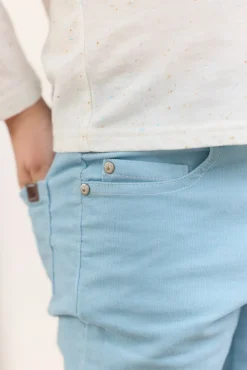 Pantalon Bleu glacier en velours