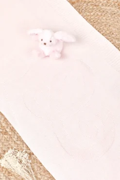 Plaid coton cachemire Rose pâle brodé TC