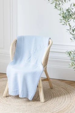 Plaid Laine Hérisson bleu ciel