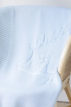 Plaid Laine Hérisson bleu ciel