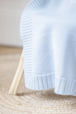 Plaid Laine Hérisson bleu ciel