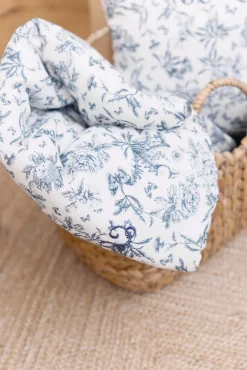 Plaid réversible Imprimé inspiration toile de jouy bleu