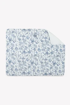 Plaid réversible Imprimé inspiration toile de jouy bleu