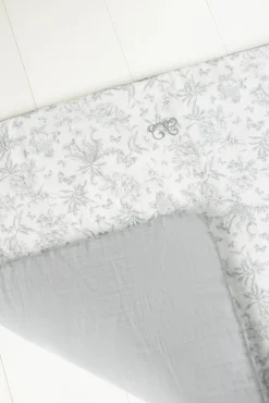 Plaid réversible Imprimé inspiration toile de jouy gris